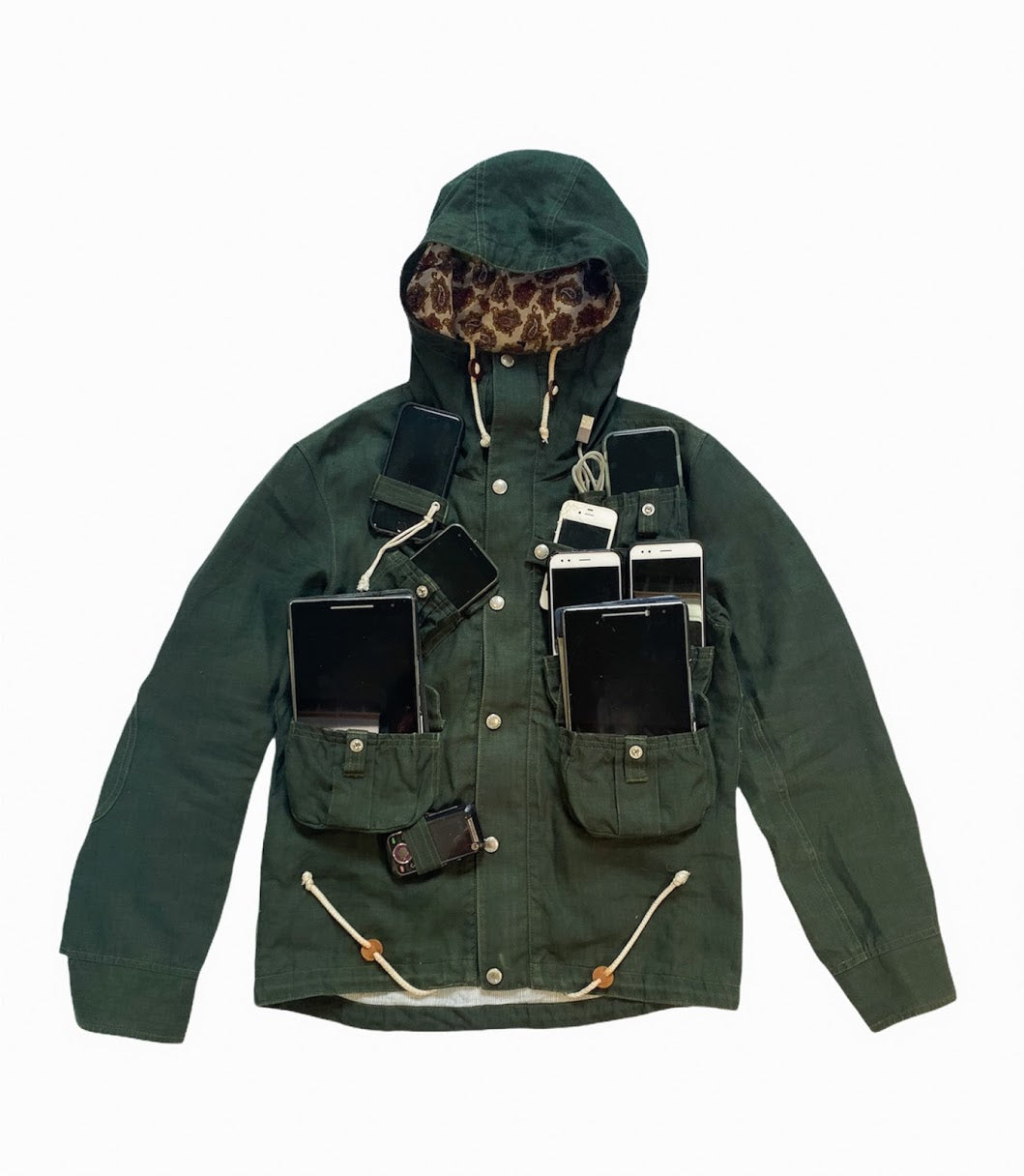 Junya Watanabe AD2015 Linen Cargo Pocket Field Jacket in Green - Size S